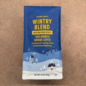 RARE Trader Joe's Wintry Blend Medium Dark Roast 100% Arabica Ground Coffee Bag